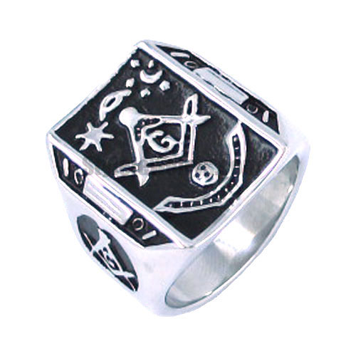 Stainless steel jewelry ring, Aude Vide Tace ring, Master Masons Masonic Ring, sun moon stars SWR0018 - Click Image to Close